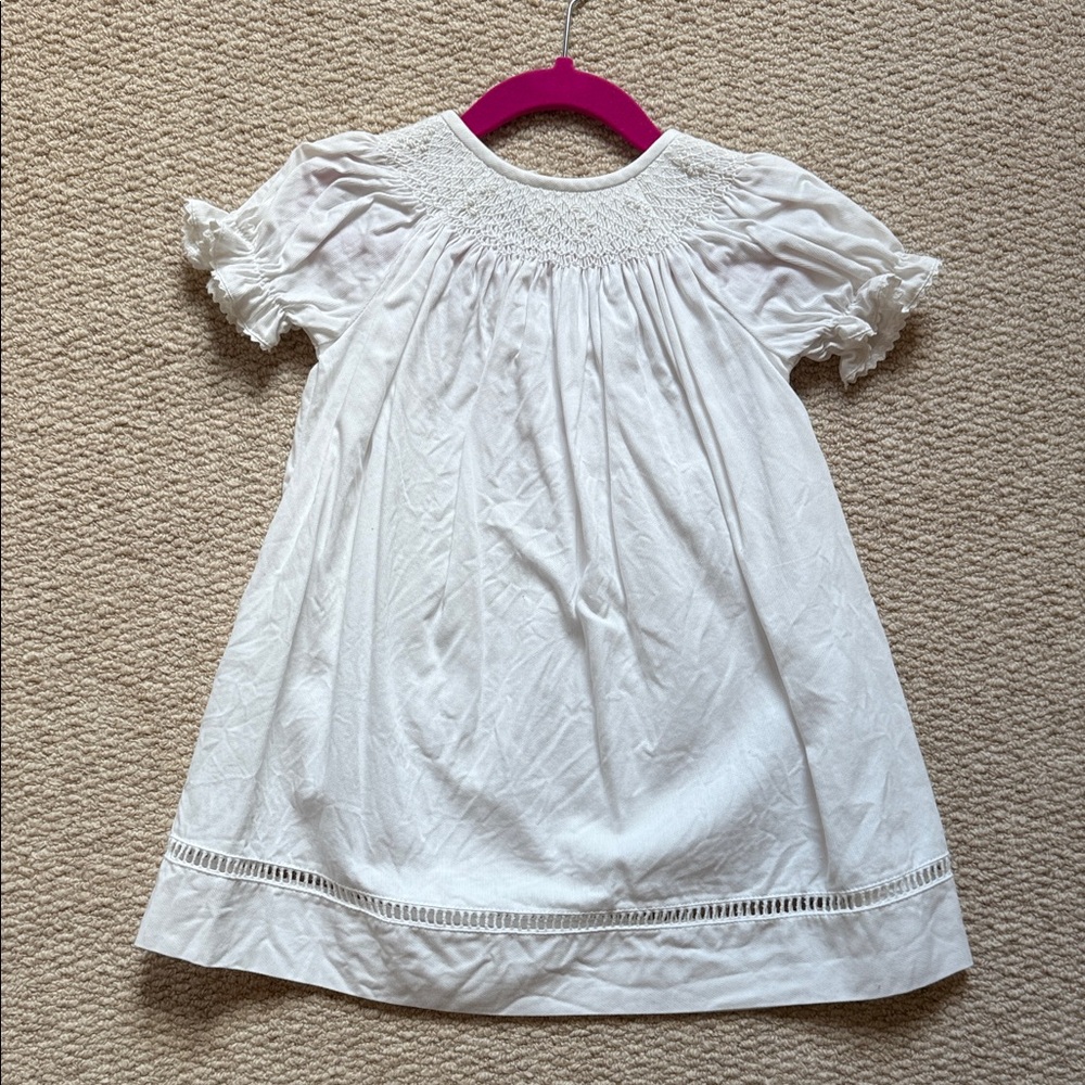 Vive La Fete White Cotton Smocked Dress Sz 12M